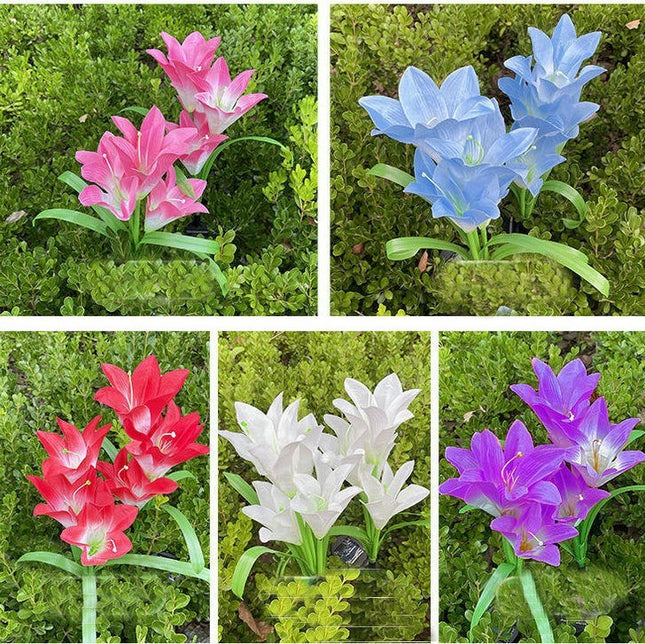 Solar Lights Outdoor Garden Lily Flowers Solar Lights for Outside Yard Patio Decor
