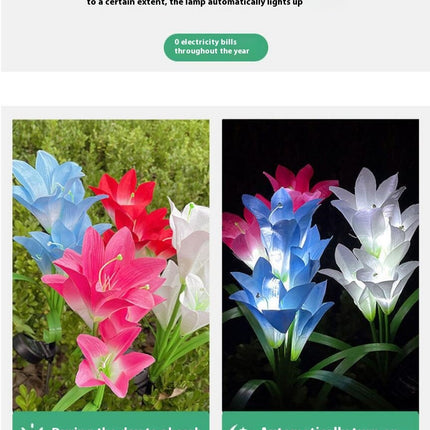 Solar Lights Outdoor Garden Lily Flowers Solar Lights for Outside Yard Patio Decor