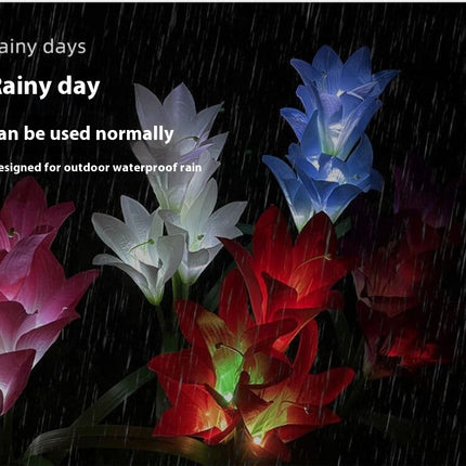 Solar Lights Outdoor Garden Lily Flowers Solar Lights for Outside Yard Patio Decor
