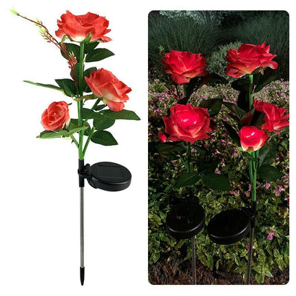 2 Pack Solar Lights Outdoor Rose Flowers Waterproof Landscape Lights for Garden Decor
