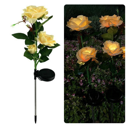 2 Pack Solar Lights Outdoor Rose Flowers Waterproof Landscape Lights for Garden Decor