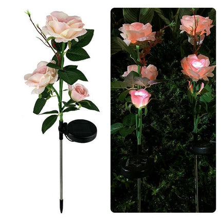 2 Pack Solar Lights Outdoor Rose Flowers Waterproof Landscape Lights for Garden Decor