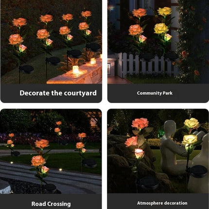 2 Pack Solar Lights Outdoor Rose Flowers Waterproof Landscape Lights for Garden Decor