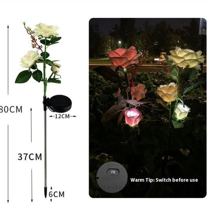 2 Pack Solar Lights Outdoor Rose Flowers Waterproof Landscape Lights for Garden Decor