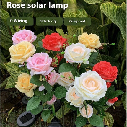 2 Pack Solar Lights Outdoor Rose Flowers Waterproof Landscape Lights for Garden Decor