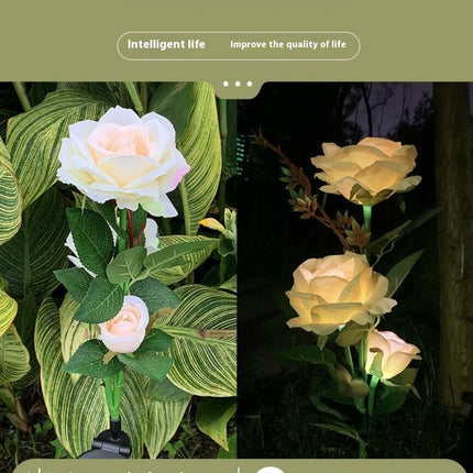 2 Pack Solar Lights Outdoor Rose Flowers Waterproof Landscape Lights for Garden Decor