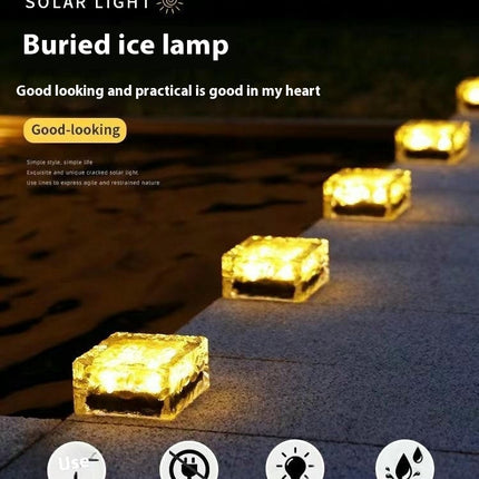 2 Pack Solar Brick Lights Outdoor Solar Lights for Pathway Patio Walkway Backyard Decor