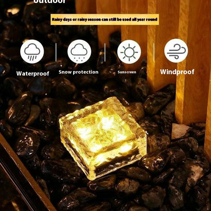 2 Pack Solar Brick Lights Outdoor Solar Lights for Pathway Patio Walkway Backyard Decor