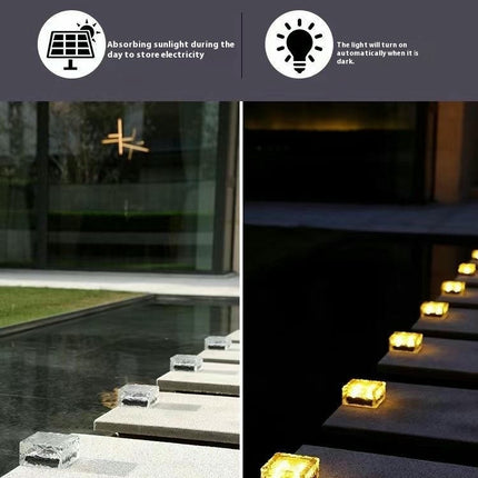 2 Pack Solar Brick Lights Outdoor Solar Lights for Pathway Patio Walkway Backyard Decor