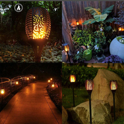 4 Pack Solar Torch Lights Outdoor Flickering Flame Waterproof Lights for Yard Patio Lawn Decor