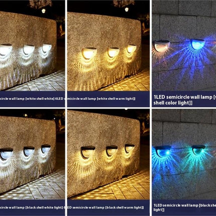 6 Pack Solar Deck Fence Light Outdoor Waterproof Wall Lamp LED Light for Yard Garden Decor