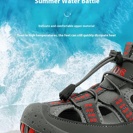 Summer Boys Sandals Closed Toe Toddler Sport Faux Leather Sandals