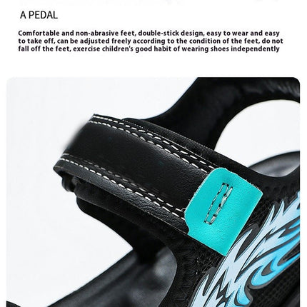 Kids Boy Open Toe Faux Leather Sandals Summer Hollow Out Simple Beach Shoes