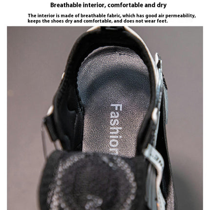 Boys Outdoor Sport Sandals Kids Closed Toe Faux Leather Beach Sandals