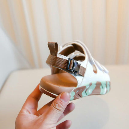 Fashion Toddler Open Toe Summer Sandals For Boys Faux Leather Sandals