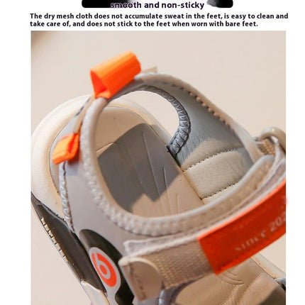 Kid Boys Summer Beach Shoes Open Toe Sandals for Adjustable Faux Leather Sandals