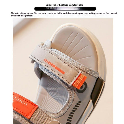 Kid Boys Summer Beach Shoes Open Toe Sandals for Adjustable Faux Leather Sandals