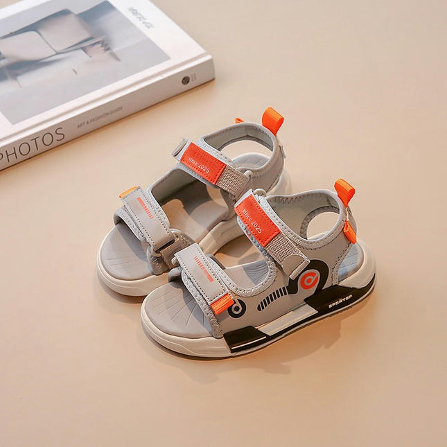 Kid Boys Summer Beach Shoes Open Toe Sandals for Adjustable Faux Leather Sandals