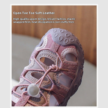 Childrens Boy Soft Sole Open Toe Sports Faux Leather Beach Sandals