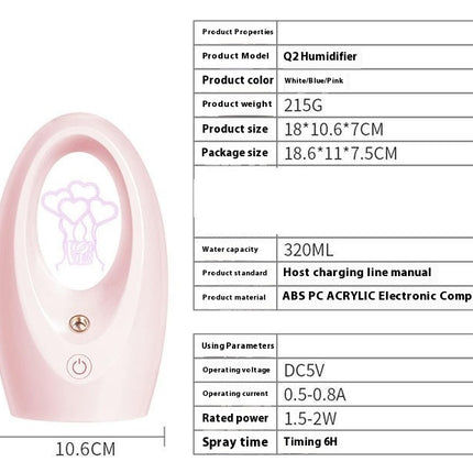 USB Humidifier Household atomizer aromatherapy machine with light portable small humidifier