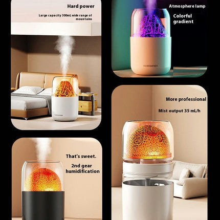 Volcano Humidifier, 300ml Small Portable Humidifier, USB Personal Desktop Humidifier