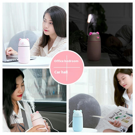 Mini Polar Bear USB Humidifier Cute Creative Cartoon 3-in-1 Night Light Humidifier