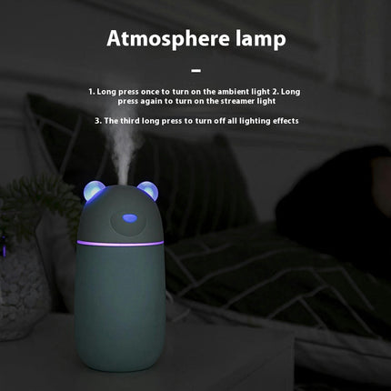 Mini Polar Bear USB Humidifier Cute Creative Cartoon 3-in-1 Night Light Humidifier