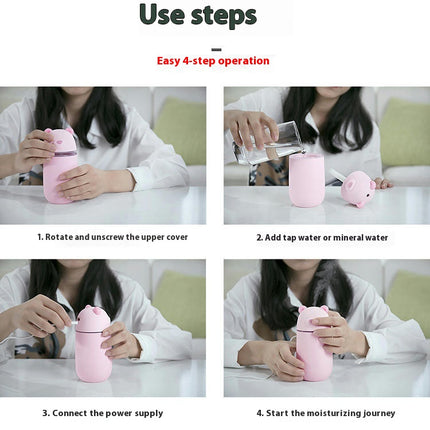 Mini Polar Bear USB Humidifier Cute Creative Cartoon 3-in-1 Night Light Humidifier