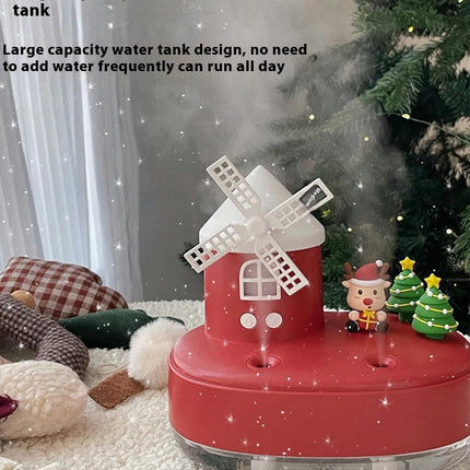 Christmas Windmill Music Box Humidifier Dual-Spray Wireless Mini Desktop Cute Pet Air Humidifier