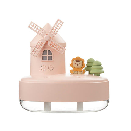 Christmas Windmill Music Box Humidifier Dual-Spray Wireless Mini Desktop Cute Pet Air Humidifier