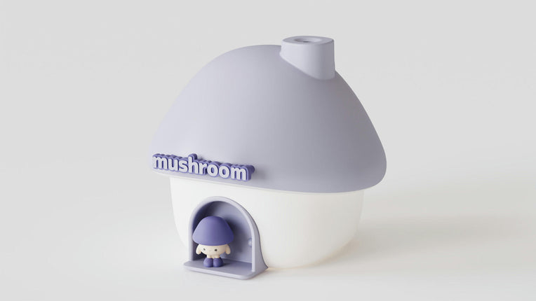 Cute Mushroom House Humidifier, USB Rechargeable Mini Portable Air Humidifer with Night Light