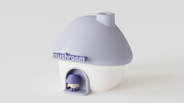 Cute Mushroom House Humidifier, USB Rechargeable Mini Portable Air Humidifer with Night Light