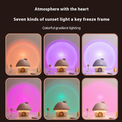 Cute Mushroom House Humidifier, USB Rechargeable Mini Portable Air Humidifer with Night Light