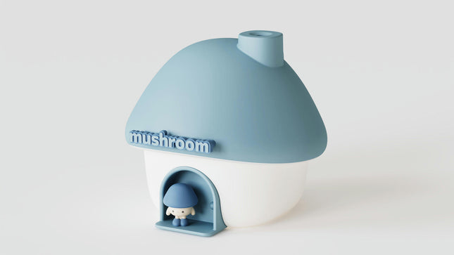 Cute Mushroom House Humidifier, USB Rechargeable Mini Portable Air Humidifer with Night Light