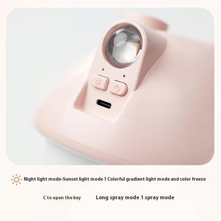 Cute Mushroom House Humidifier, USB Rechargeable Mini Portable Air Humidifer with Night Light