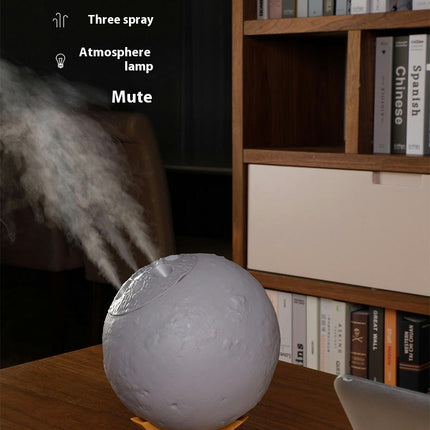 Water Planet Humidifier USB Charging Desktop Colorful Starry Sky Rotating Three-Spray Moon Humidifier