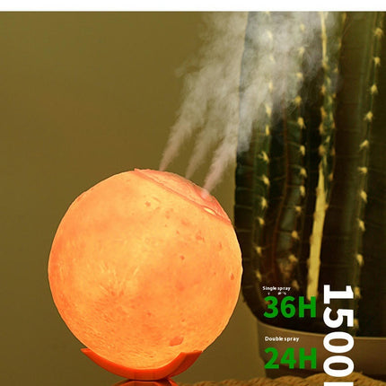 Water Planet Humidifier USB Charging Desktop Colorful Starry Sky Rotating Three-Spray Moon Humidifier