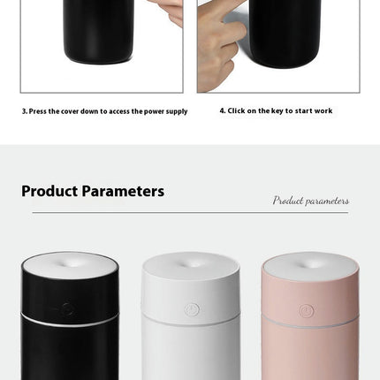 Small Humidifier, Portable Mini Humidifier with 7-color Lights for Home Car, Mini Desktop Humidifier
