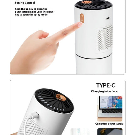 Large Spray Negative Ion Air Purifier Two In One Car USB Silent Humidifier