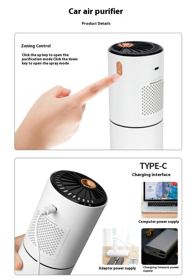 Large Spray Negative Ion Air Purifier Two In One Car USB Silent Humidifier