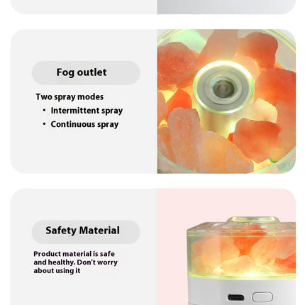 Salt Lamp Humidifier USB Charging 1200 MAh Car Dual-Purpose Colorful Air Humidifier