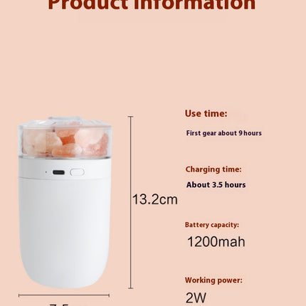 Salt Lamp Humidifier USB Charging 1200 MAh Car Dual-Purpose Colorful Air Humidifier