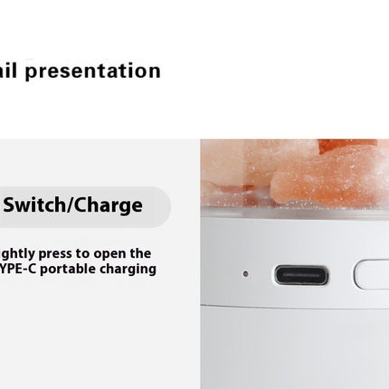 Salt Lamp Humidifier USB Charging 1200 MAh Car Dual-Purpose Colorful Air Humidifier