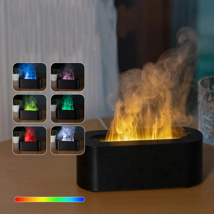 7 Color Flame Fireplace Essential Oil Diffuser,USB Personal Desktop Noiseless Cool Mist Humidifier