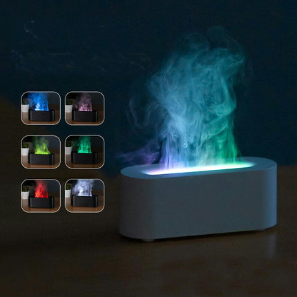 7 Color Flame Fireplace Essential Oil Diffuser,USB Personal Desktop Noiseless Cool Mist Humidifier