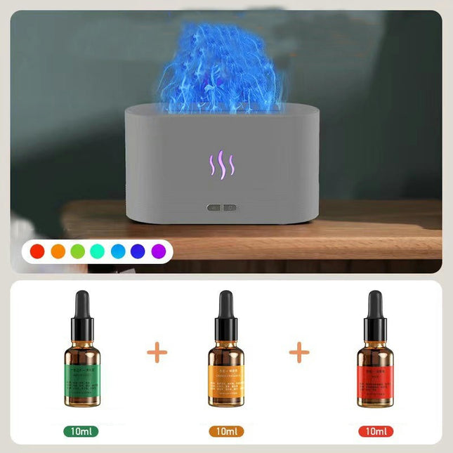 7 Color Flame Fireplace Essential Oil Diffuser,USB Personal Desktop Noiseless Cool Mist Humidifier