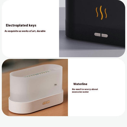 7 Color Flame Fireplace Essential Oil Diffuser,USB Personal Desktop Noiseless Cool Mist Humidifier