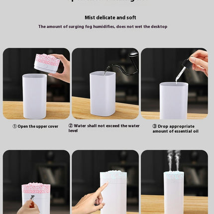 Double Spray Crack Air Humidifier - Mini Desktop Office Bedroom Small Large Spray Humidifier