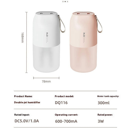 Double Dpray Humidifier-Home Bedroom Office Desk USB Car Warm Light Humidifier
