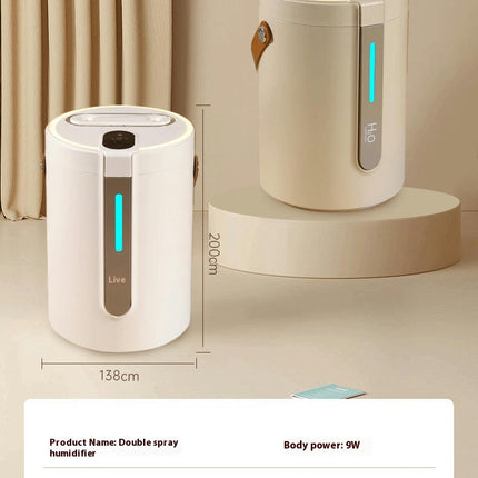 Double Spray Humidifier-Home Bedroom USB Charging Digital Display Large Capacity Humidifier